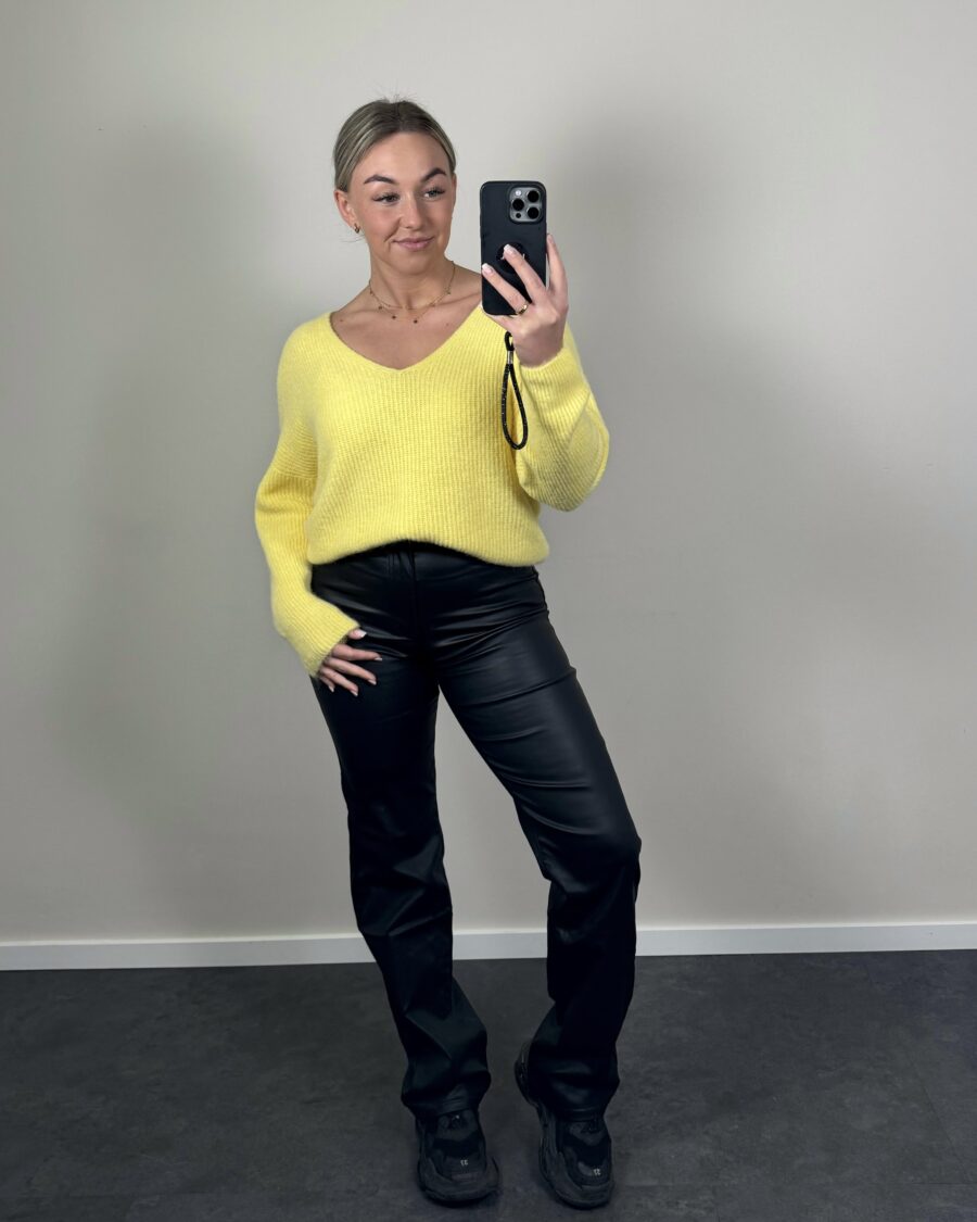 Anouk Wide Leg Coated Zwart