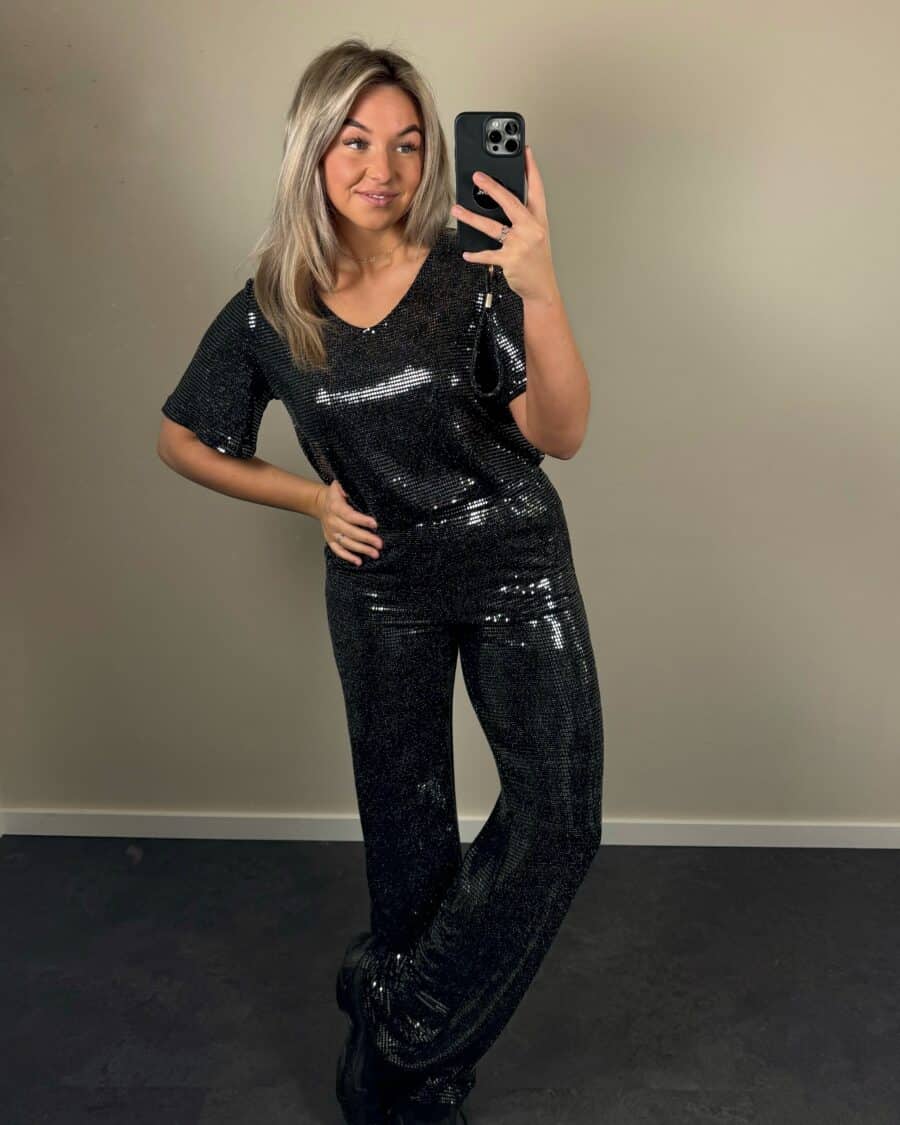 Kiki Glitter Top Zilver