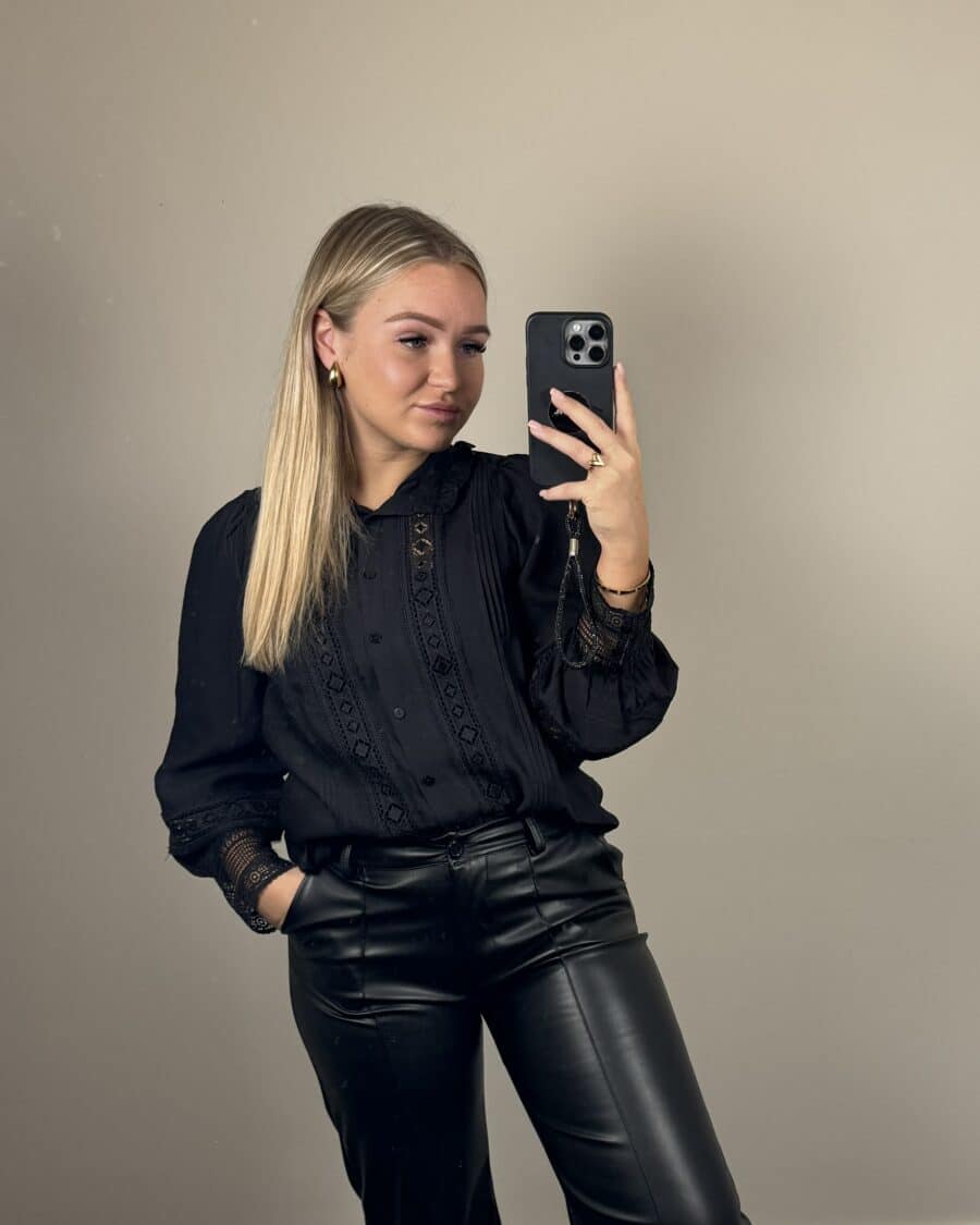 Laila Blouse Zwart - Afbeelding 2