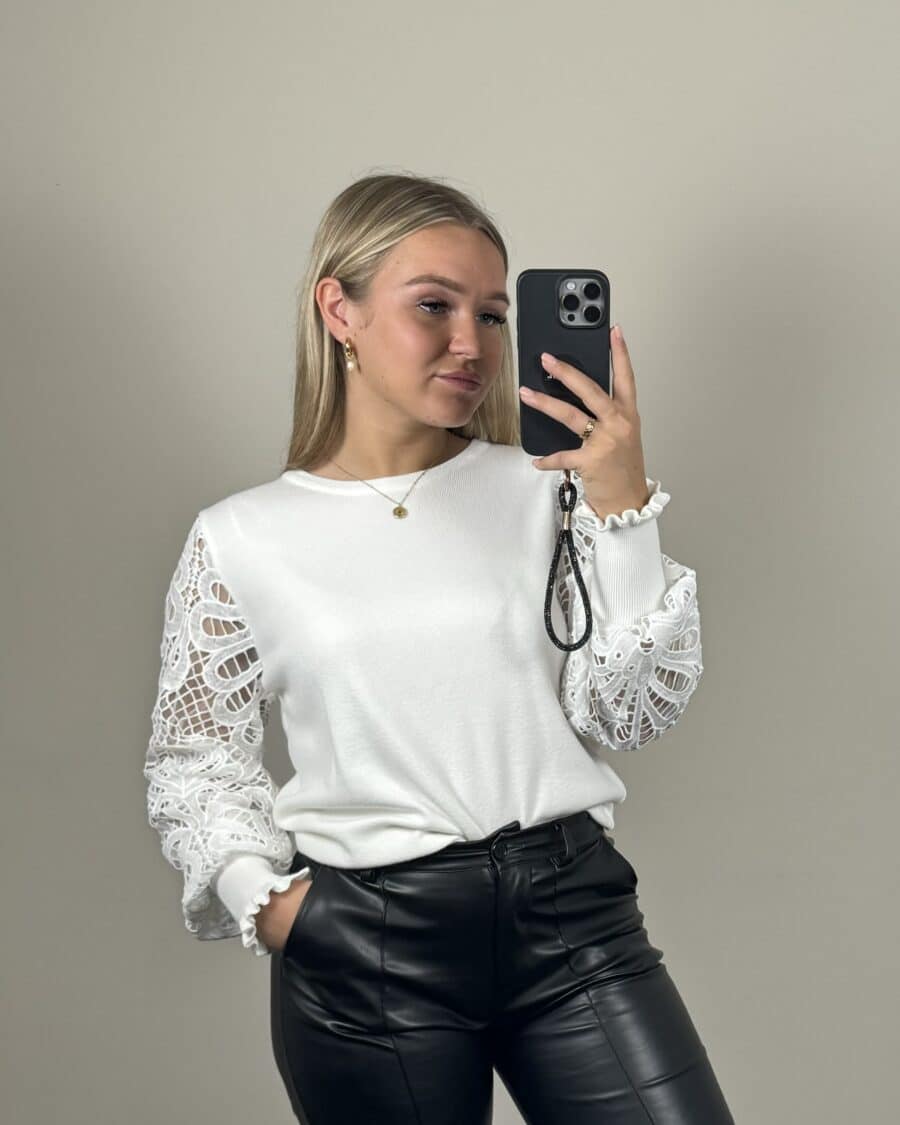 Rosa Top Wit - Afbeelding 2