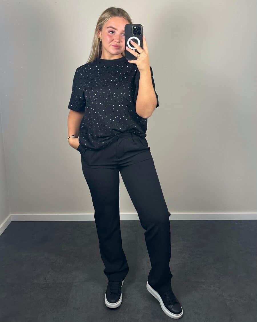 Gina Sparkle Shirt Zwart - Afbeelding 2