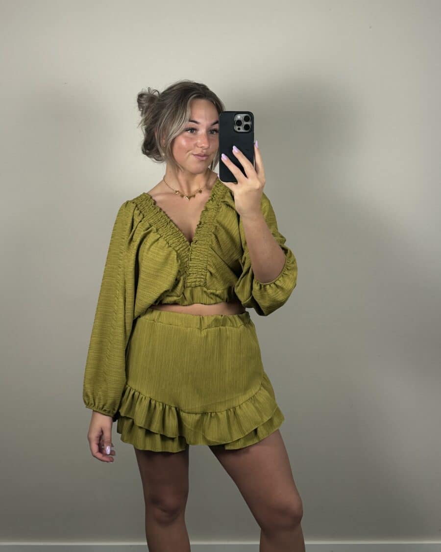 Ann 2 piece set olijfgroen ONE SIZE - Afbeelding 2