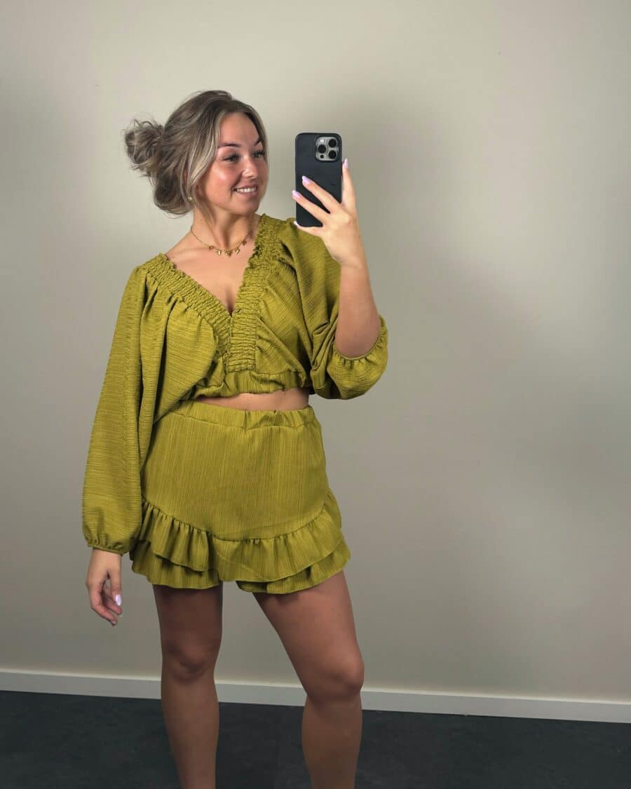 Ann 2 piece set olijfgroen ONE SIZE